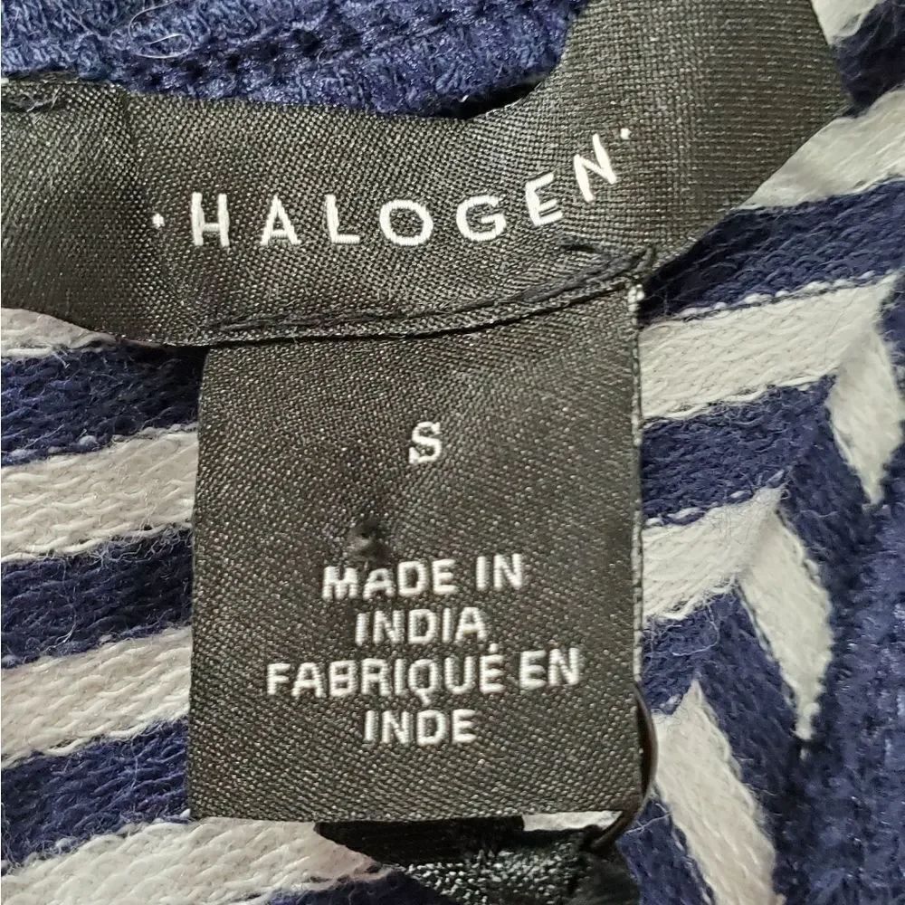 🔹️NWT Halogen Blue & White Striped Lace Up Long Sleeve Top Small - Picture 6 of 7